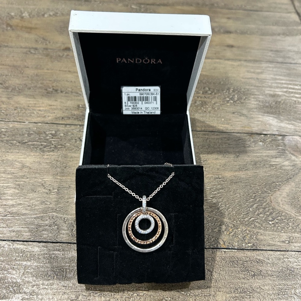 Pandora Two-Tone Circles Pendant & Necklace, Rose Gold-Plated